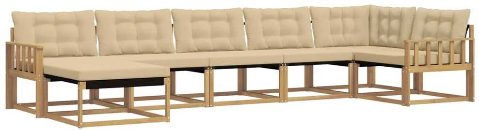 Lauko sofos komplektas 7 vnt. Balta ir kreminė