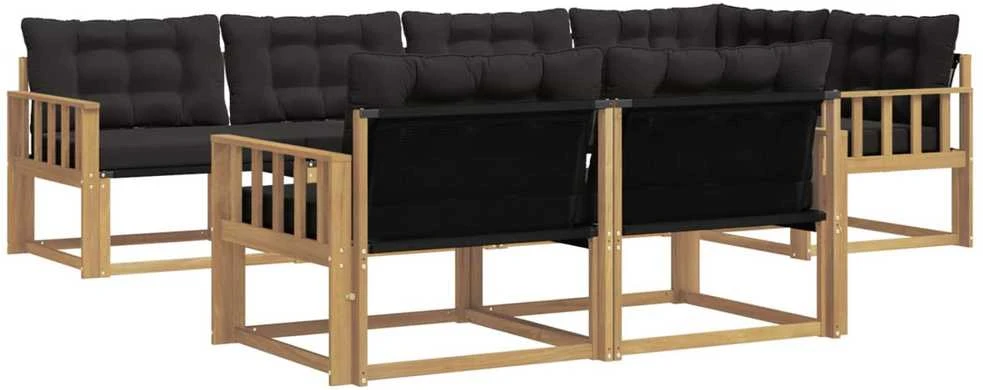 Lauko sofos komplektas 7 vnt. Balta ir juoda
