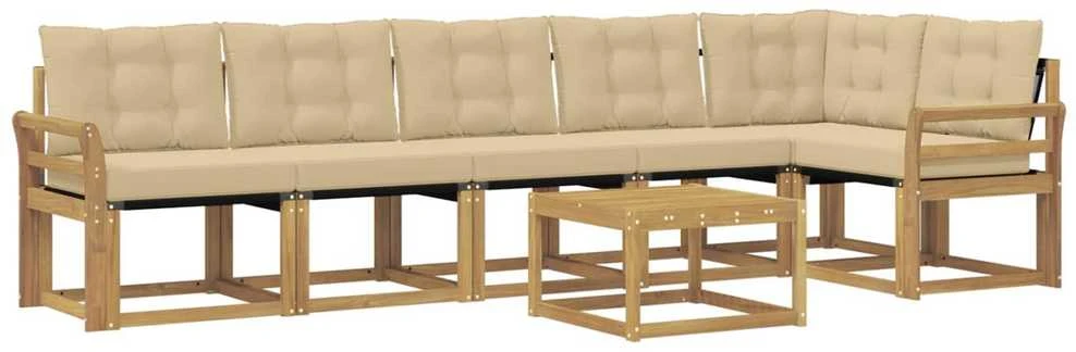 Lauko sofos komplektas 7 vnt. Balta ir kreminė