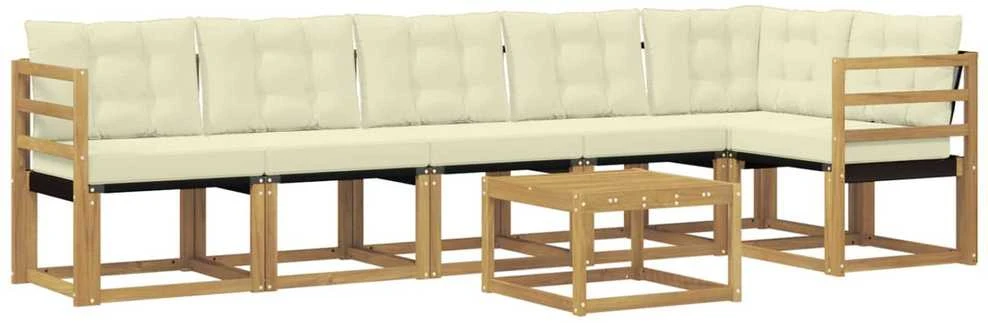 Lauko sofos komplektas 7 vnt. Balta ir kreminė