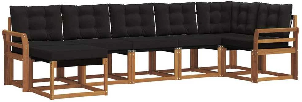 Lauko sofos komplektas 7 vnt. Natūrali ir juoda