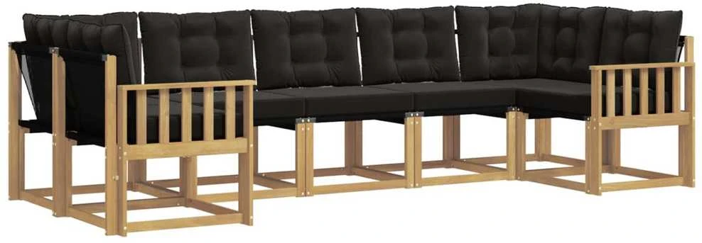 Lauko sofos komplektas 7 vnt. Balta ir juoda