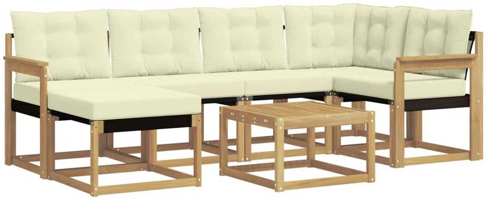 Lauko sofos komplektas 7 vnt. Balta ir kreminė