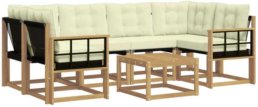 Lauko sofos komplektas 7 vnt. Balta ir kreminė