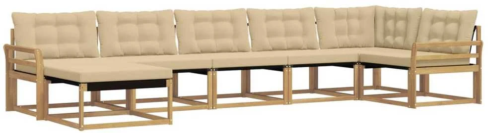 Lauko sofos komplektas 7 vnt. Balta ir kreminė