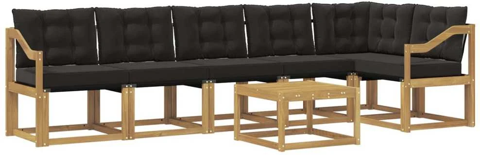 Lauko sofos komplektas 7 vnt. Balta ir juoda