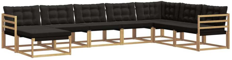 Lauko sofos komplektas 8 vnt. Balta ir juoda