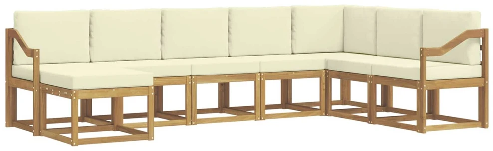 Lauko sofos komplektas 8 vnt. Balta ir kreminė