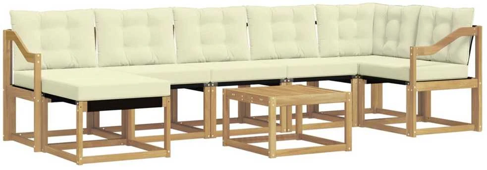 Lauko sofos komplektas 8 vnt. Balta ir kreminė