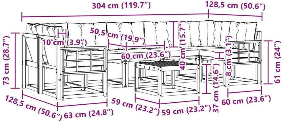 Lauko sofos komplektas 8 vnt. Balta ir kreminė