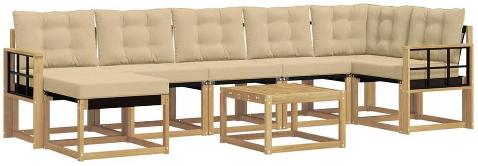 Lauko sofos komplektas 8 vnt. Balta ir kreminė