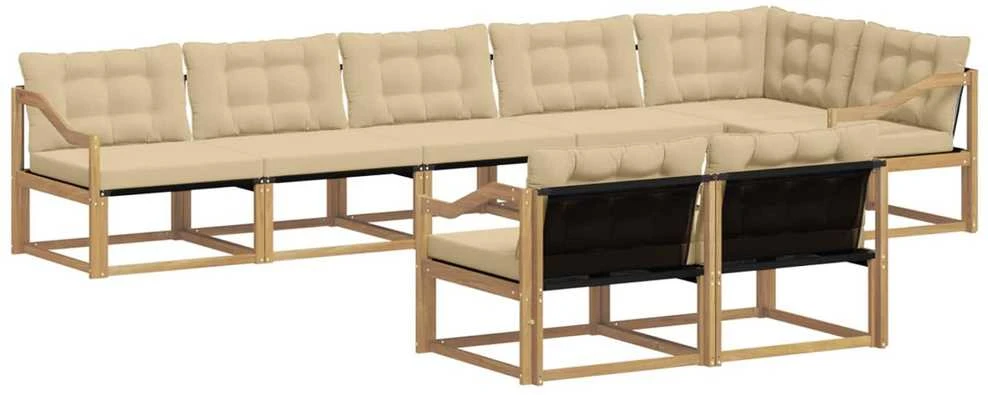 Lauko sofos komplektas 8 vnt. Balta ir kreminė