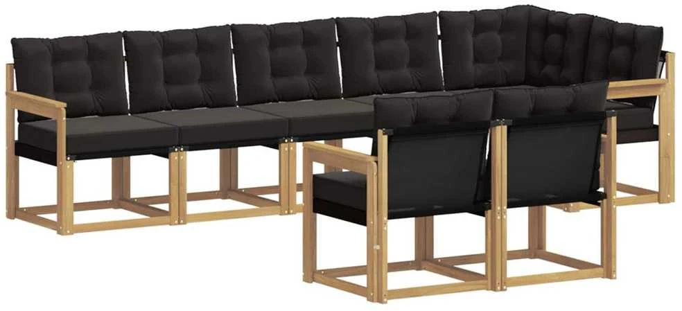 Lauko sofos komplektas 8 vnt. Balta ir juoda