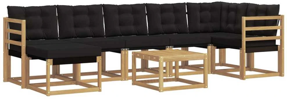 Lauko sofos komplektas 8 vnt. Balta ir juoda