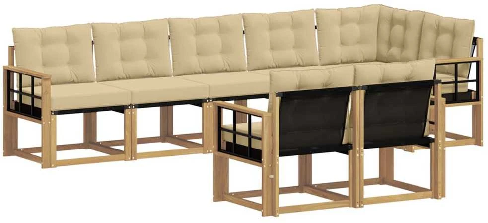 Lauko sofos komplektas 8 vnt. Balta ir kreminė