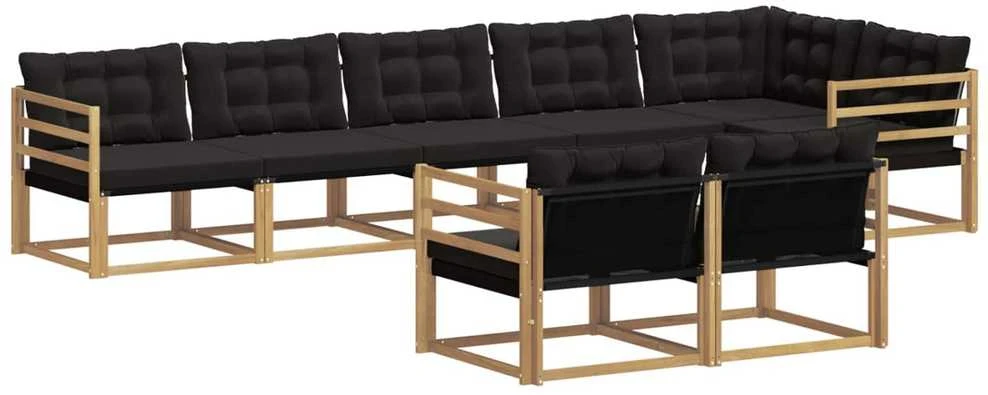 Lauko sofos komplektas 8 vnt. Balta ir juoda