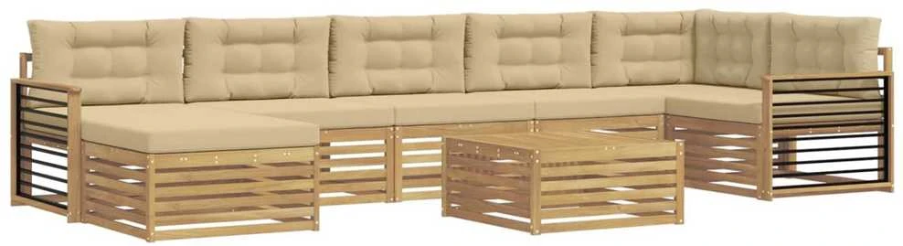 Lauko sofos komplektas 8 vnt. Balta ir kreminė