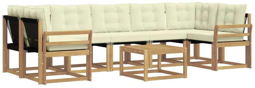 Lauko sofos komplektas 8 vnt. Balta ir kreminė