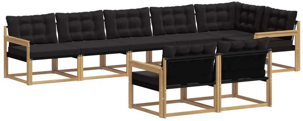Lauko sofos komplektas 8 vnt. Balta ir juoda