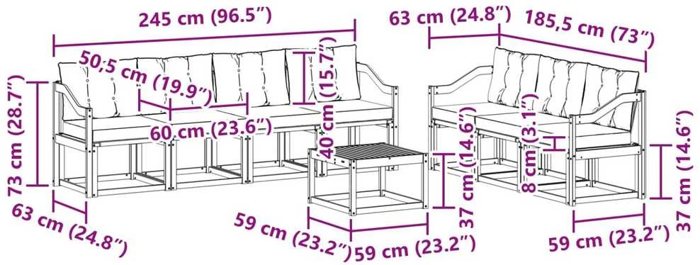 Lauko sofos komplektas 8 vnt. Balta ir kreminė