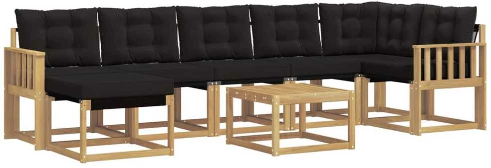 Lauko sofos komplektas 8 vnt. Balta ir juoda