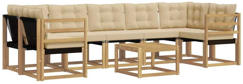Lauko sofos komplektas 8 vnt. Balta ir kreminė