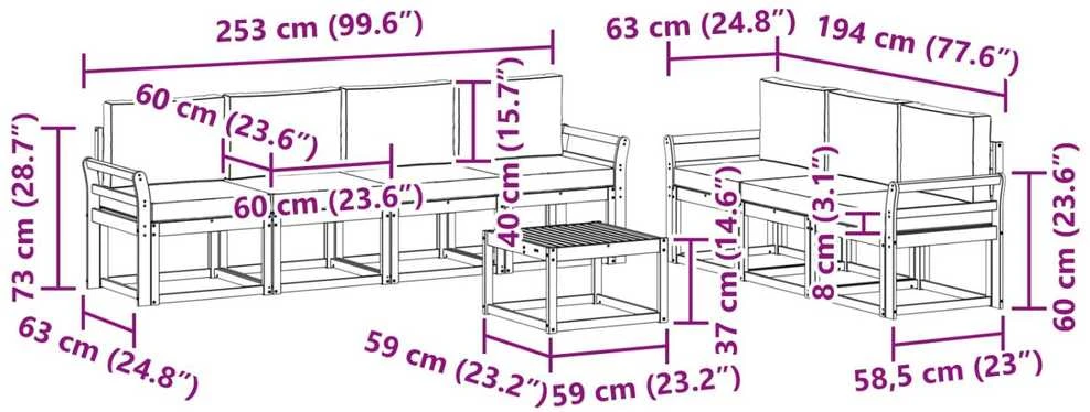 Lauko sofos komplektas 8 vnt. Natūralus ir antracitas