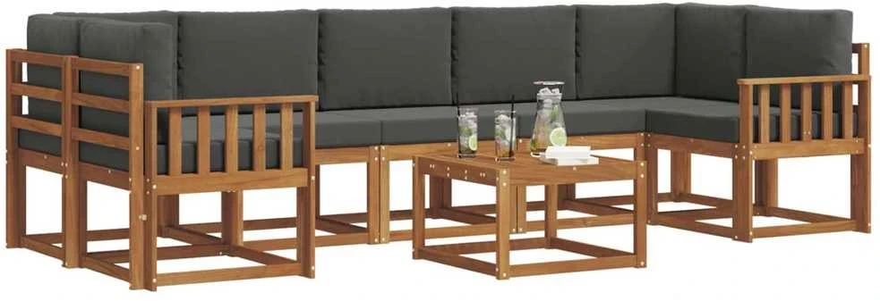 Lauko sofos komplektas 8 vnt. Natūralus ir antracitas