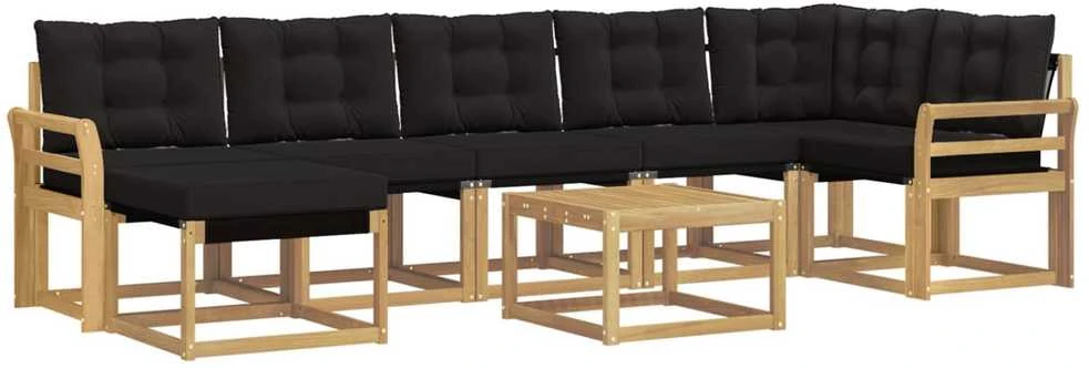 Lauko sofos komplektas 8 vnt. Balta ir juoda