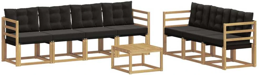 Lauko sofos komplektas 8 vnt. Balta ir juoda
