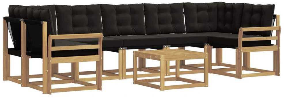 Lauko sofos komplektas 8 vnt. Balta ir juoda