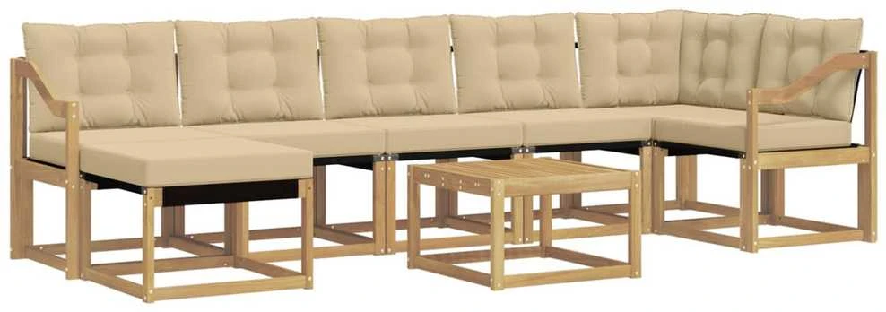 Lauko sofos komplektas 8 vnt. Balta ir kreminė