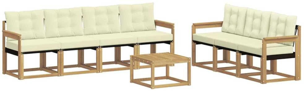 Lauko sofos komplektas 8 vnt. Balta ir kreminė