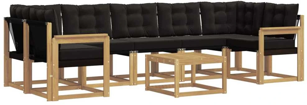 Lauko sofos komplektas 8 vnt. Balta ir juoda
