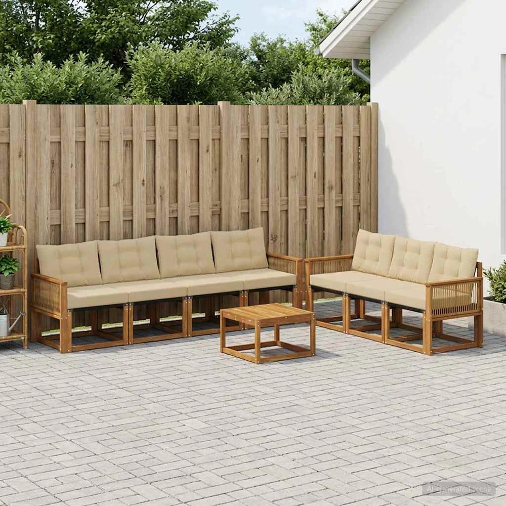 Lauko sofos komplektas 8 vnt. Natūralus ir bežinis
