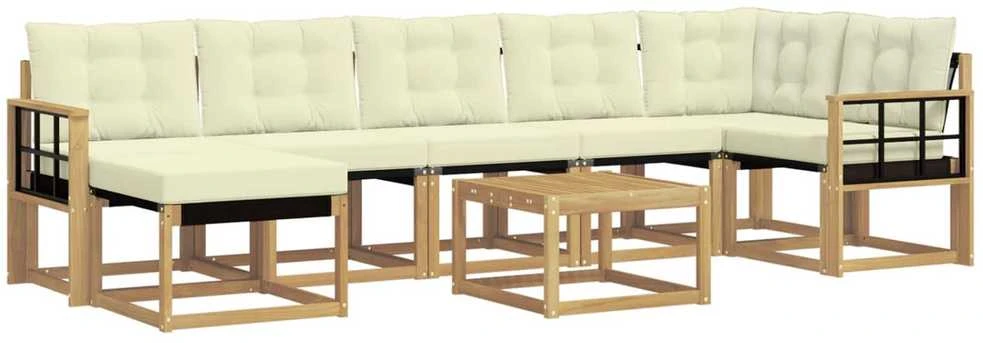 Lauko sofos komplektas 8 vnt. Balta ir kreminė