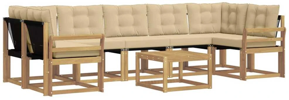 Lauko sofos komplektas 8 vnt. Balta ir kreminė