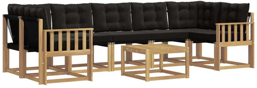 Lauko sofos komplektas 8 vnt. Balta ir juoda