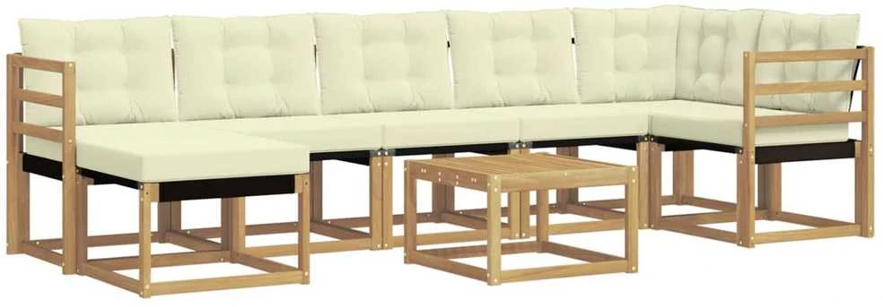Lauko sofos komplektas 8 vnt. Balta ir kreminė