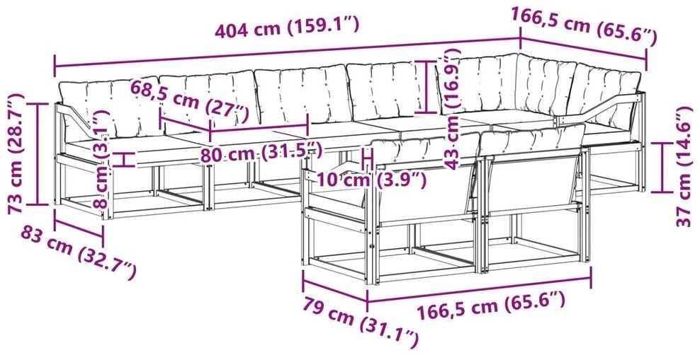 Lauko sofos komplektas 8 vnt. Balta ir kreminė
