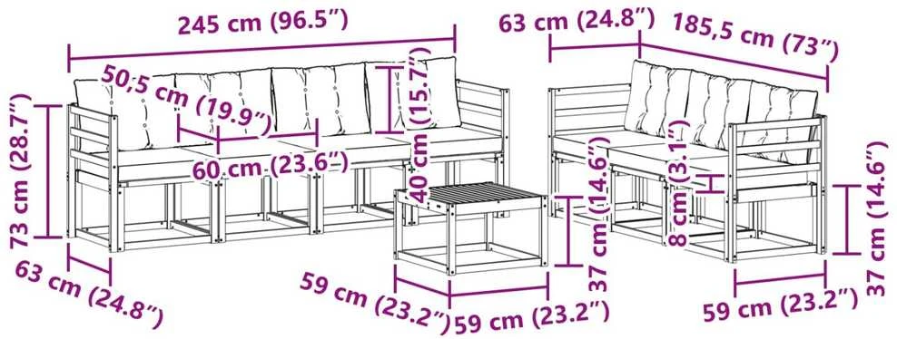 Lauko sofos komplektas 8 vnt. Balta ir juoda