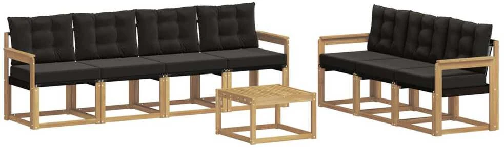 Lauko sofos komplektas 8 vnt. Balta ir juoda