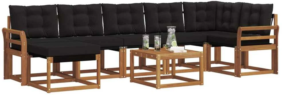 Lauko sofos komplektas 8 vnt. Natūrali ir juoda