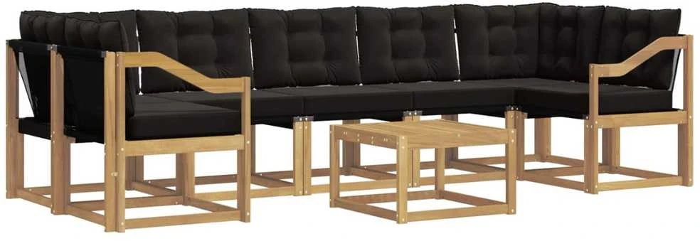 Lauko sofos komplektas 8 vnt. Balta ir juoda