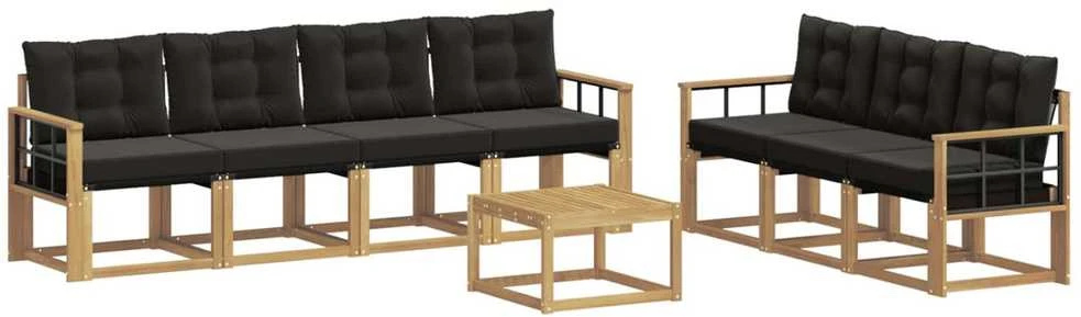 Lauko sofos komplektas 8 vnt. Balta ir juoda