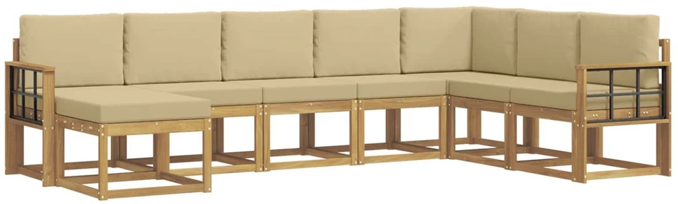 Lauko sofos komplektas 8 vnt. Balta ir kreminė