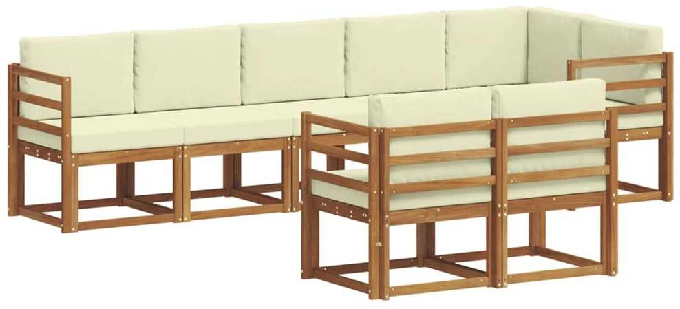 Lauko sofos komplektas 8 vnt. Natūralus ir grietinėlė