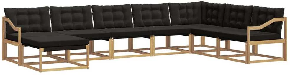 Lauko sofos komplektas 8 vnt. Balta ir juoda