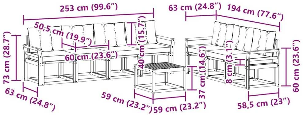 Lauko sofos komplektas 8 vnt. Balta ir kreminė