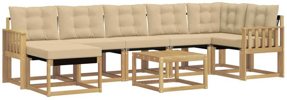 Lauko sofos komplektas 8 vnt. Balta ir kreminė